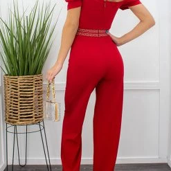 Levency Puff Sleeve Off The Shoulder Solid Jumpsuit New In