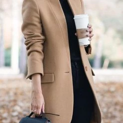 Levency High Collar Button Pocket Coat