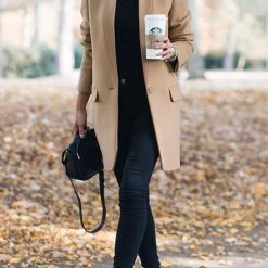 Levency High Collar Button Pocket Coat