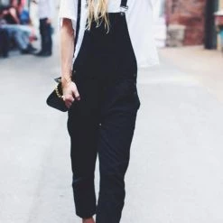 Levency New In Solid Pockets Denim Overall