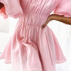 Levency New In Off Shoulder Puff Sleeve Mini Dress