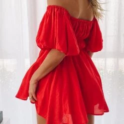 Levency New In Off Shoulder Puff Sleeve Mini Dress