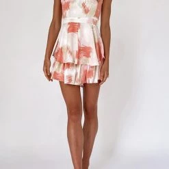 Levency New In Print Trim Halter Neck Backless Romper