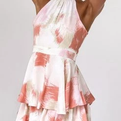 Levency New In Print Trim Halter Neck Backless Romper