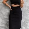 Levency Cutout Ribbed Knit Bodycon Midi Dress