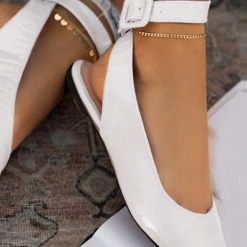 Levency Croc Embossed Slingback Flat Pumps