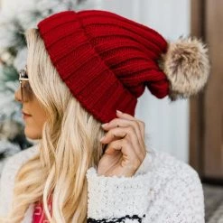 Levency New In Chunky Knit Pom Pom Beanie Hat