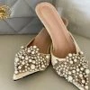 Levency Pearl Lace High Heel Mules New In