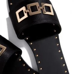 Levency Print Rivets Chains Flat Slipper New In