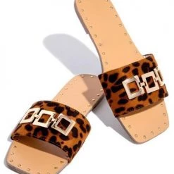 Levency Print Rivets Chains Flat Slipper New In