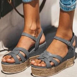 Levency Weave Straw Wedges Sandals