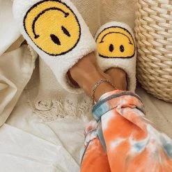 Levency New In Smiley Fuzzy Slippers