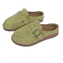 Levency Closed Toe Slip On Slingbacks Nubuck Flat Sandals