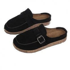 Levency Closed Toe Slip On Slingbacks Nubuck Flat Sandals