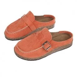 Levency Closed Toe Slip On Slingbacks Nubuck Flat Sandals