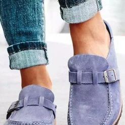 Levency Closed Toe Slip On Slingbacks Nubuck Flat Sandals