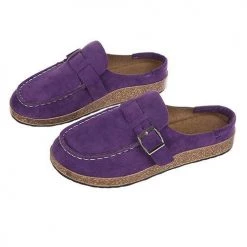 Levency Closed Toe Slip On Slingbacks Nubuck Flat Sandals