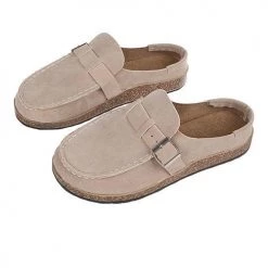 Levency Closed Toe Slip On Slingbacks Nubuck Flat Sandals