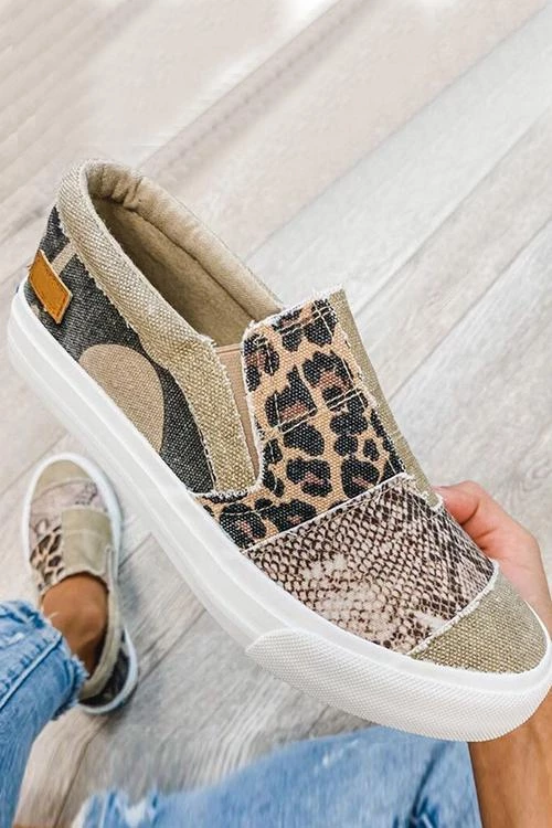Levency Snake Leopard Mixed Print Slip-on Canvas New In 1 Levency Snake Leopard Mixed Print Slip-on Canvas New In