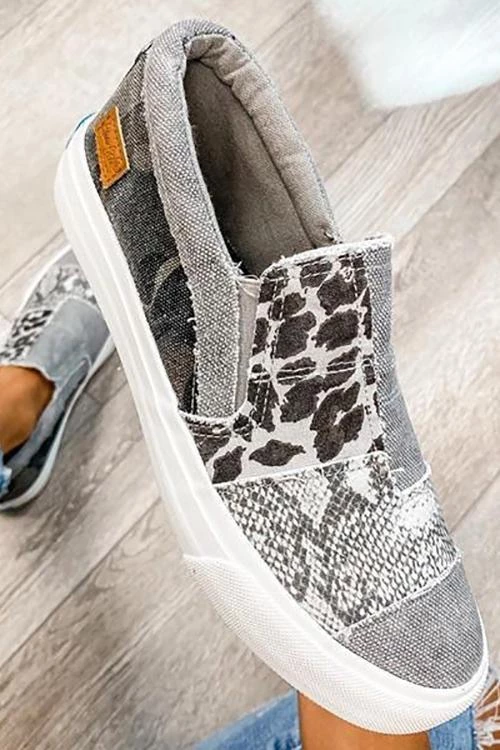Levency Snake Leopard Mixed Print Slip-on Canvas New In 2 Levency Snake Leopard Mixed Print Slip-on Canvas New In