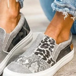 Levency Snake Leopard Mixed Print Slip-on Canvas New In 14 Levency Snake Leopard Mixed Print Slip-on Canvas New In