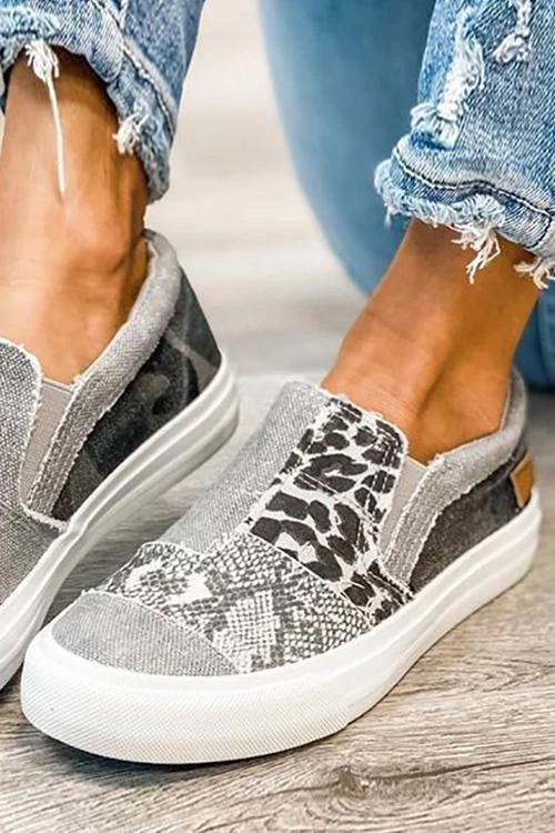 Levency Snake Leopard Mixed Print Slip-on Canvas New In 7 Levency Snake Leopard Mixed Print Slip-on Canvas New In