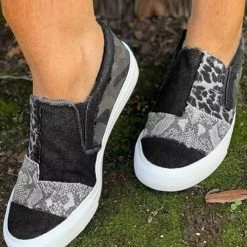 Levency Snake Leopard Mixed Print Slip-on Canvas New In 11 Levency Snake Leopard Mixed Print Slip-on Canvas New In