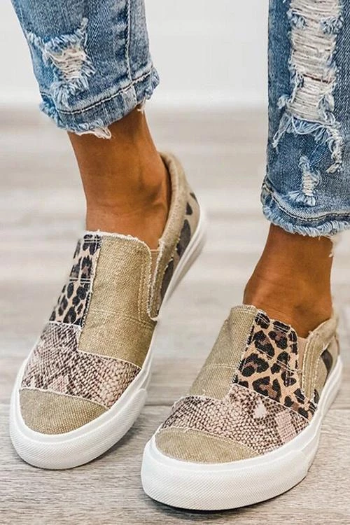 Levency Snake Leopard Mixed Print Slip-on Canvas New In 6 Levency Snake Leopard Mixed Print Slip-on Canvas New In