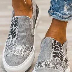 Levency Snake Leopard Mixed Print Slip-on Canvas New In 15 Levency Snake Leopard Mixed Print Slip-on Canvas New In