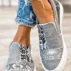 Levency Snake Leopard Mixed Print Slip-on Canvas New In 12 Levency Snake Leopard Mixed Print Slip-on Canvas New In