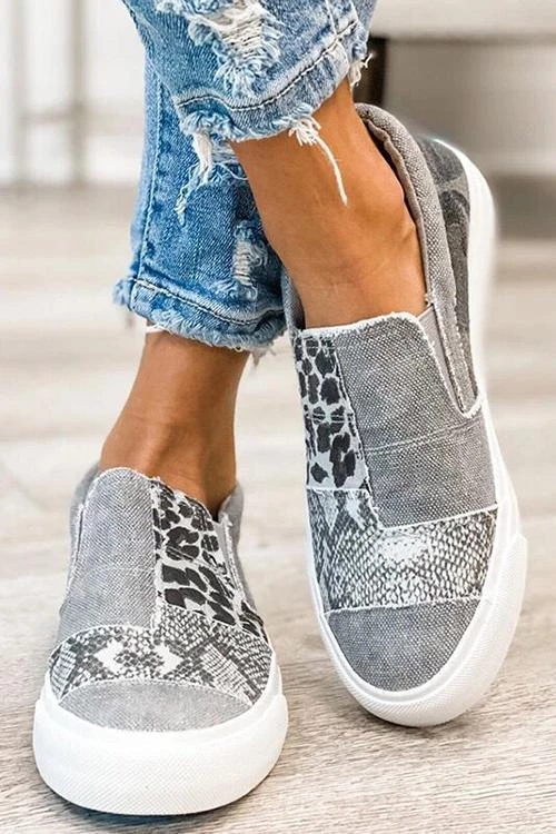 Levency Snake Leopard Mixed Print Slip-on Canvas New In 5 Levency Snake Leopard Mixed Print Slip-on Canvas New In