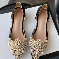 Levency New In Prarl Hollow Flat Pumps