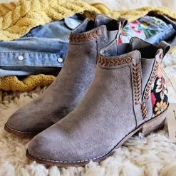Levency Floral Embroidered Ankle Booties