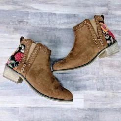 Levency Floral Embroidered Ankle Booties