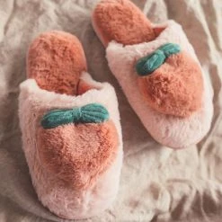 Levency New In Fuzzy Peachy Heart Slippers