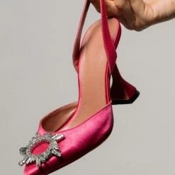 Levency Rhinestone Satin Slingback Pumps New In