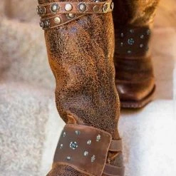 Levency New In Rivets Turquoise Slip On High Boots