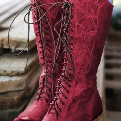 Levency Laser Cut Lace Up High Boot