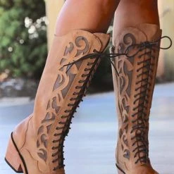 Levency Laser Cut Lace Up High Boot