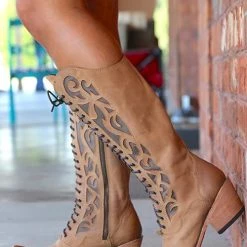 Levency Laser Cut Lace Up High Boot