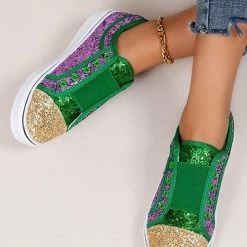 Levency Green & Gold Glitter Sneaker
