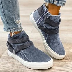 Levency New In Plaid Buckle Zipper Flat Boots