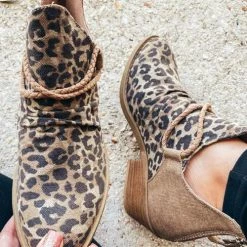 Levency New In Point Leopard Print Colorblock Ankle Boots