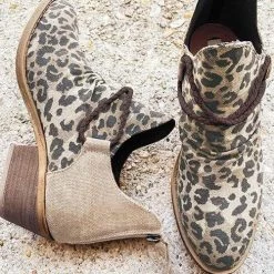 Levency New In Point Leopard Print Colorblock Ankle Boots