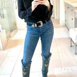 Levency Heart Slip On Cowgirl Boots