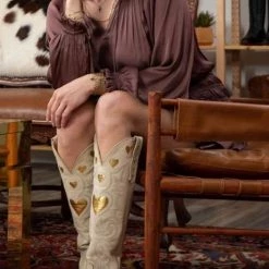 Levency Heart Slip On Cowgirl Boots