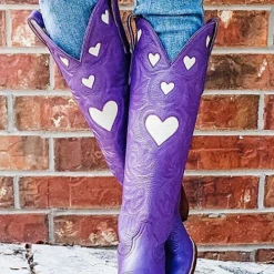 Levency Heart Slip On Cowgirl Boots