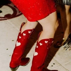 Levency Heart Slip On Cowgirl Boots