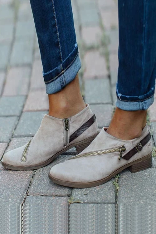 Levency Buckle Zipper Slip On Low Heels Ankle Boots 2 Levency Buckle Zipper Slip On Low Heels Ankle Boots