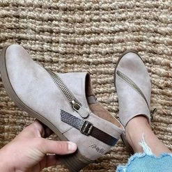 Levency Buckle Zipper Slip On Low Heels Ankle Boots